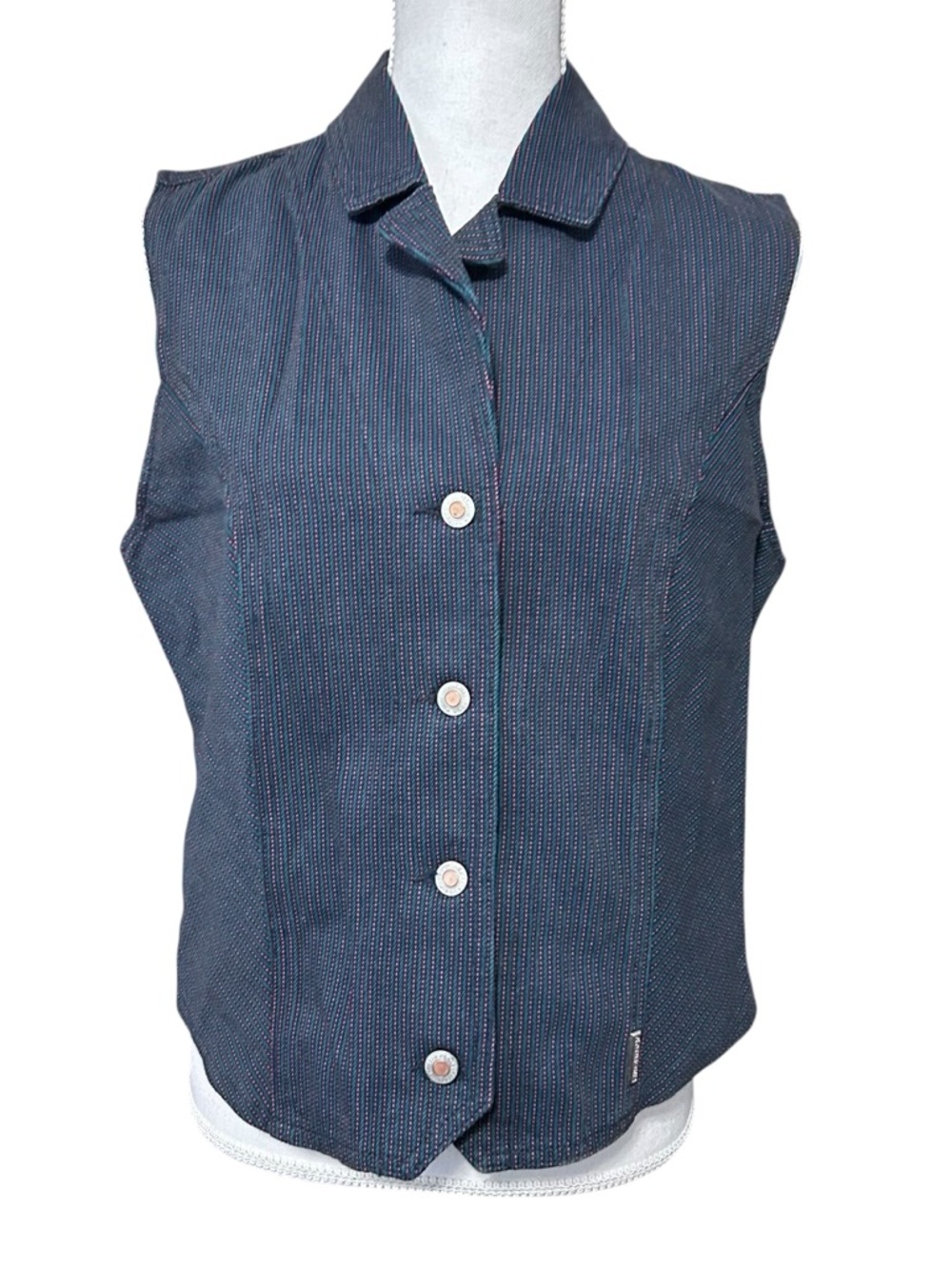 Vintage 90s Rockies Jean Vest Womens L Cowgirl Western Button Front Rodeo Retro